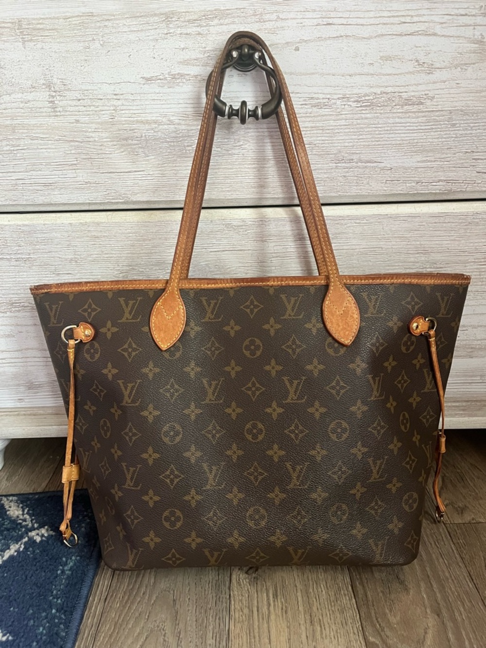 Louis Vuitton Brown Monogram Neverfull MM Canvas Tote with Tan Leather Trim